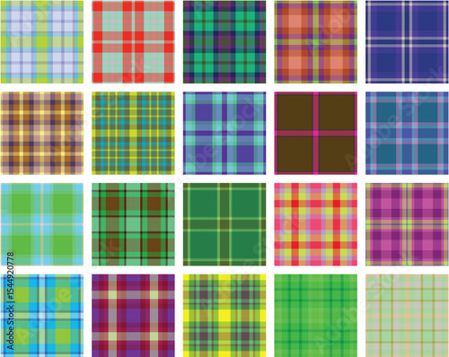Plaid pattern Combo-001-Spring-summer colorful plaid pattern 16 designs