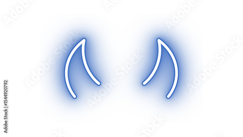 Cool blue neon devil horns with a subtle glow, ideal for adding a playful, mysterious, or edgy touch to any design with a transparent background.

