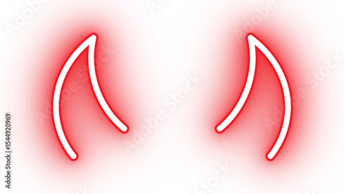 Striking red neon devil horns with a vibrant glow, perfect for edgy, Halloween, or playful mischievous designs and transparent overlays.

