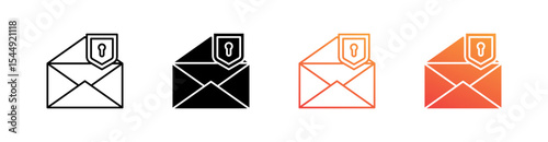 Mail Protect Multiple Style Icon Set Collection 