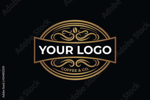 Vintage Coffee Shop Logo Template with Customizable Text