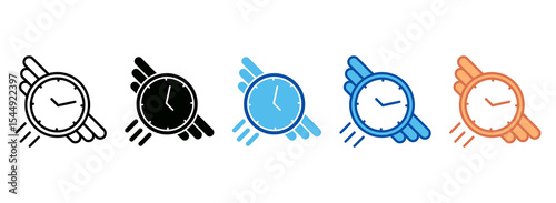 Clock Time Icon Set Multiple Style Collection