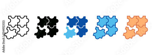 Puzzle Icon Set Multiple Style Collection