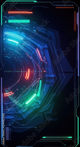 Advanced Futuristic Interface Display with Intricate Circular and Linear Elements