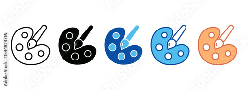 Paint Palette Icon Set Multiple Style Collection