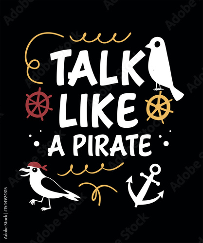 Talk Like A Pirate Day Fun Colorful Illustration