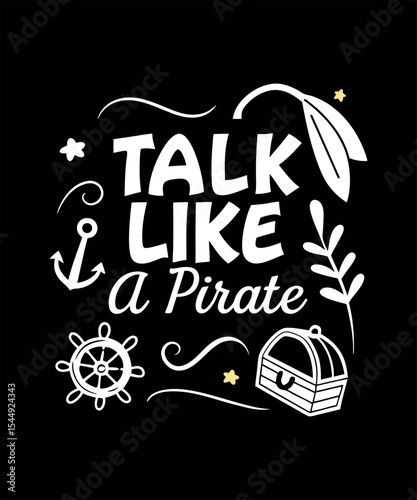 Talk Like A Pirate Day Fun Colorful Illustration