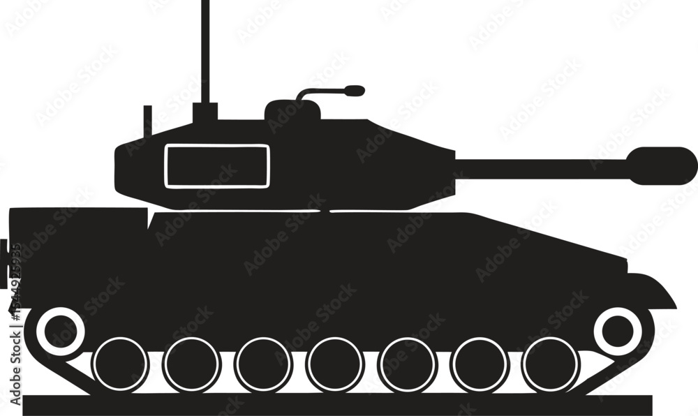 Obraz premium military weapon tank silhouette vector