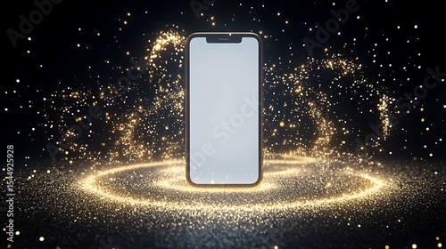 Timelapse effect of a glowing smartphone screen digital space animation tech setup close-up view modern concept