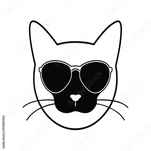 cool cat wearing glasses vector illustration.