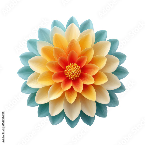 Wallpaper Mural Vibrant Colorful Flower Design with Radiant Petals and Beautiful Symmetry on a Black Background Torontodigital.ca