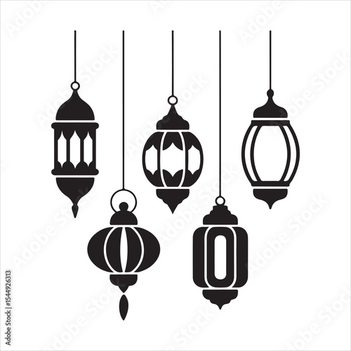 Islamic Lantern Silhouette Vector – Symbol of Light and Forgiveness