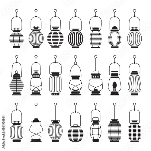 21 Islamic Lantern Silhouettes Pack Featuring Ramadan Light and Forgiveness Theme