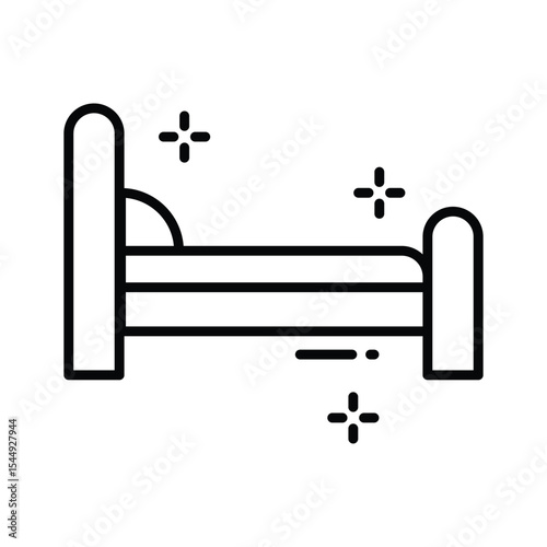 An outline style icon of patient bed, easy to edit