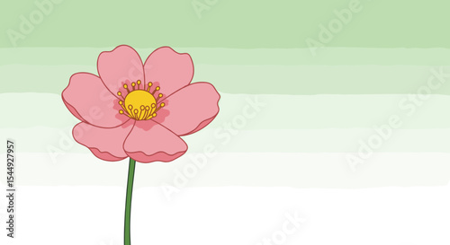 The flower stands out against a minimalistic, light-colored background with gentle pastel accents.