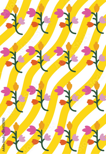 Bright, cheerful flower poster decoration shows happiness, perfect for display in a friendly room such as a family room or living room.