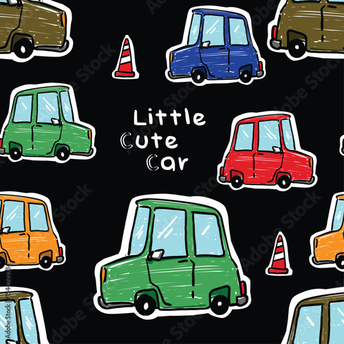 Little cute car with black background