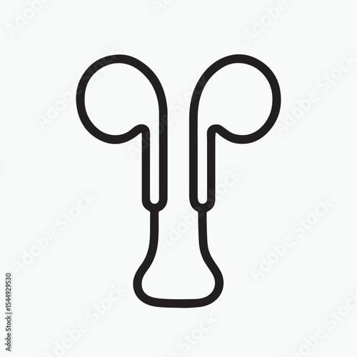 Earphone icon drawn in a single continuous line, black line art, vector, minimalist logo concept, isolated on a white background