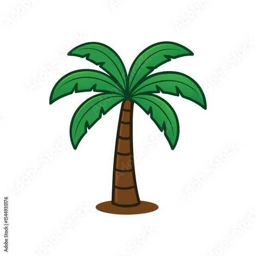 Vibrant Green Palm Tree Illustration Tropical Paradise Design Element