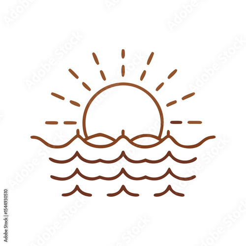 Sunset over sea icon