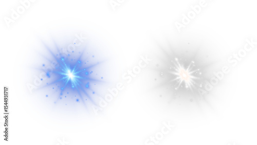 Blazing Blue and Soft White Light Bursts with Sparkling Dust - Dynamic Lens Flare Effect for Dazzling Visuals and Radiant Designs

