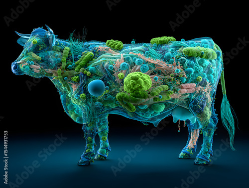 Anthrax bacteria superimposed on a cow's body.