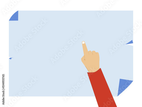 Hand Pointing at Blank Paper Vector – Perfect for Document Review, Instructional Graphics, or Decision-Making Concepts in Business and Education Designs