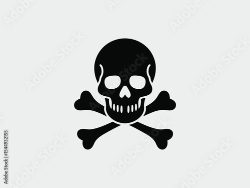 Black Skull and Crossbones Icon Symbol Danger Warning