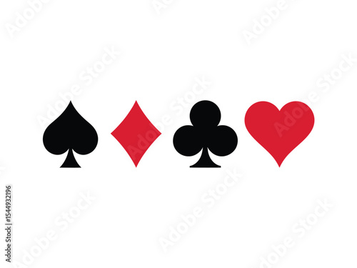 Black Spade Diamond Club Red Heart Playing Card Suits