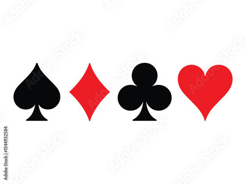 Playing Card Suits Spades Diamonds Clubs Hearts Red Black Symbols