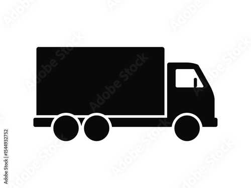 Black Silhouette Delivery Truck Icon Simple Graphic