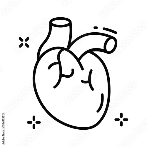 A premium linear icon featuring human heart organ
