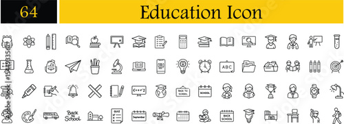 64 bundle containing education, learning, teacher, book, E-learning, graduation, school subjects, classroom, students and more. Back to school Concept 