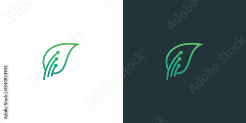 Green leaf technology logo design
leaf with electronic circuit icon 