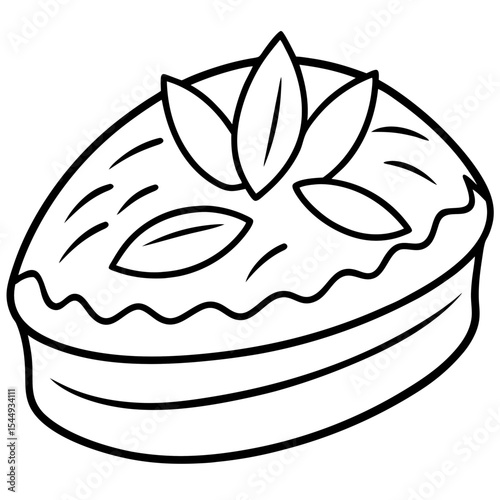 Almond Cake line art vector