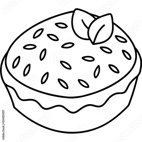 Almond Cake line art vector
