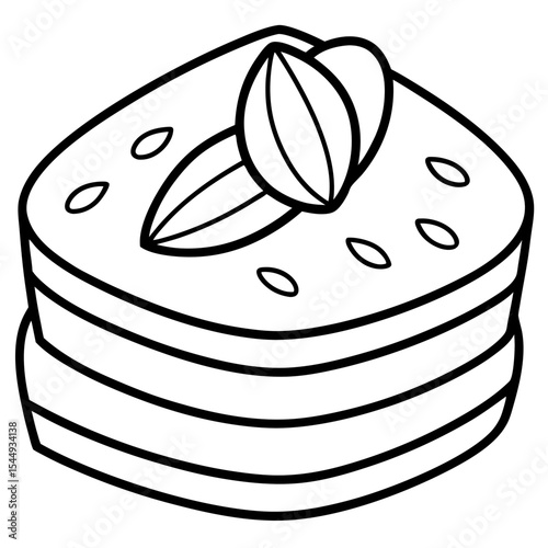 Almond Cake line art vector