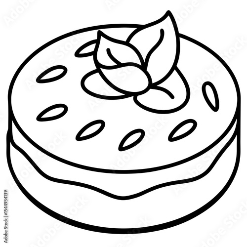 Almond Cake line art vector