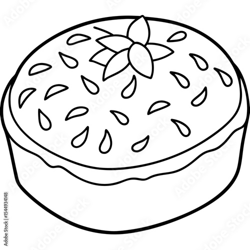 Almond Cake line art vector