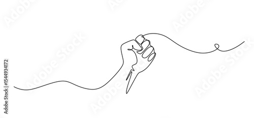 fist upwards one continuous line art. outline border frame, Continuous line hand clenched fist.one line drawing of hand clenched fist upwards, Fist upwards one continuous line art. outline border.