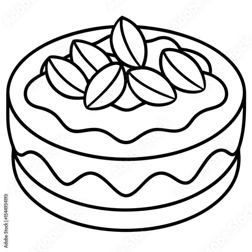 Almond Cake line art vector