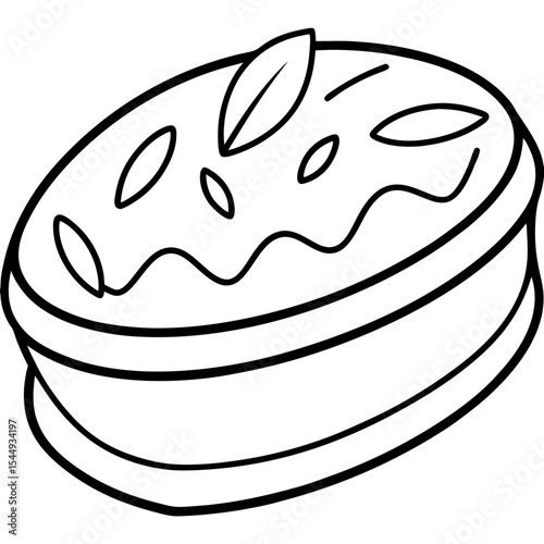 Almond Cake line art vector