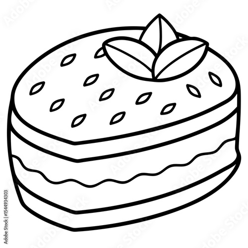 Almond Cake line art vector