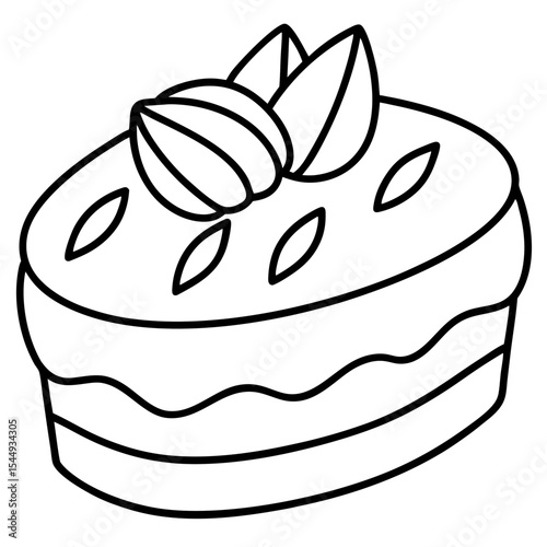 Almond Cake line art vector