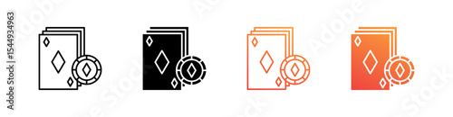 Poker Chip Multiple Style Icon Set Collection 