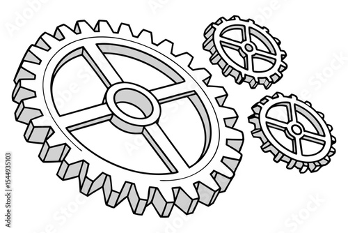 Simple Gear Mechanism Illustration Drawing