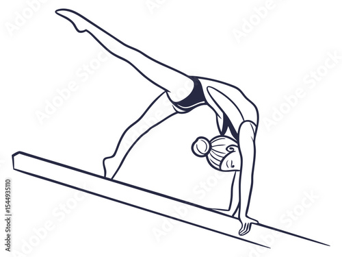 Acrobatic Gymnast on Beam Illustration