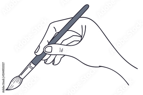 Brush in Hand Minimalist Illustration