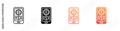 Mobile Casino Multiple Style Icon Set Collection 