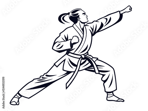 Karate Warrior with Raised Fists Design